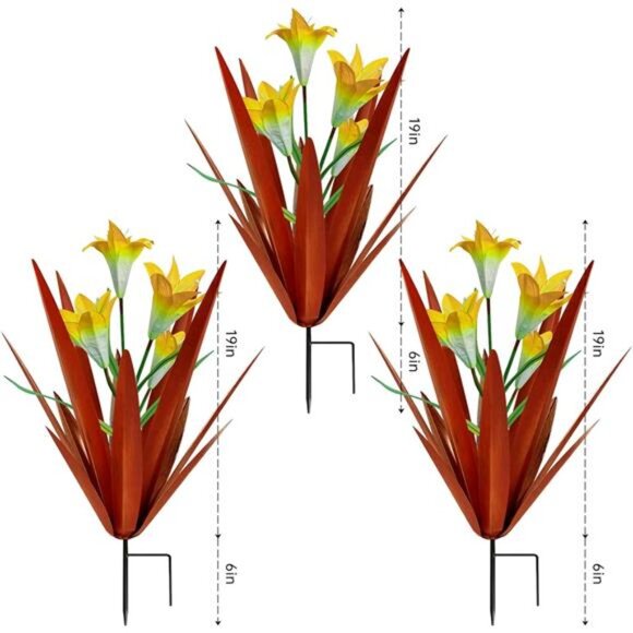 Amazon.com : Homight Metal Agave Plant Outdoor Decoration  New Metal Agave Plant Outdoor Decoration, 3 Big Yellow Lilies, HM-390-345